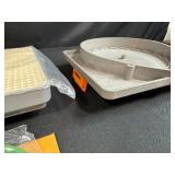 Inland Glass Art Grinder Lot with Tray, Grid Surface, Blade, and Storage Container