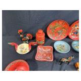 Collection of Scandinavian Folk Art Wooden Bowls, Plates, Dala Horses and Decorative Items