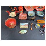 Collection of Scandinavian Folk Art Wooden Bowls, Plates, Dala Horses and Decorative Items
