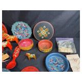 Collection of Scandinavian Folk Art Wooden Bowls, Plates, Dala Horses and Decorative Items