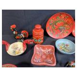 Collection of Scandinavian Folk Art Wooden Bowls, Plates, Dala Horses and Decorative Items
