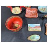 Collection of Scandinavian Folk Art Wooden Bowls, Plates, Dala Horses and Decorative Items