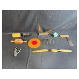 Collection of Vintage Hand Tools and Collective Small Cat Figurine