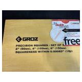 Mixed Lot of Hand Tools, Fasteners, and Groz Precision Squares Set