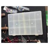 Mixed Household and Garage Lot: Bins, Brushes, Tools, Wind Chimes, Mug