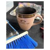 Mixed Household and Garage Lot: Bins, Brushes, Tools, Wind Chimes, Mug