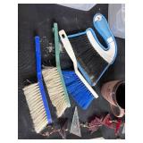 Mixed Household and Garage Lot: Bins, Brushes, Tools, Wind Chimes, Mug