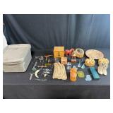 Vintage Collectibles and Novelty Items Assortment Inc Hand Carved Hiker Figurine with Storage Bin