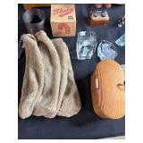 Vintage Collectibles and Novelty Items Assortment Inc Hand Carved Hiker Figurine with Storage Bin