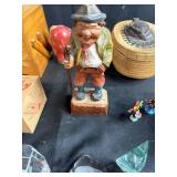Vintage Collectibles and Novelty Items Assortment Inc Hand Carved Hiker Figurine with Storage Bin