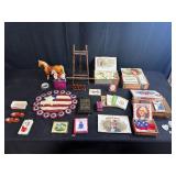Vintage Americana Collectibles Lot with Cigar Boxes, Toys, and Patriotic Decor