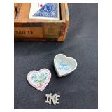 Vintage Americana Collectibles Lot with Cigar Boxes, Toys, and Patriotic Decor