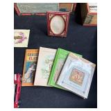 Vintage Americana Collectibles Lot with Cigar Boxes, Toys, and Patriotic Decor