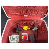 Assorted Vintage Collectibles and Trinkets with Samsonite Suitcase