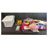 Large Collection of Vintage and Modern Scarves with Storage Bin