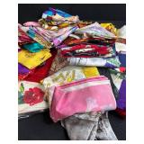 Large Collection of Vintage and Modern Scarves with Storage Bin