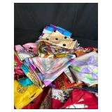 Large Collection of Vintage and Modern Scarves with Storage Bin