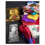 Large Collection of Vintage and Modern Scarves with Storage Bin