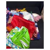 Large Collection of Vintage and Modern Scarves with Storage Bin