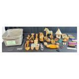 Collection of Vintage Harmonicas, Carved Boxes, Pipes, Booklet, and Decorative Items