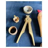 Collection of Vintage Harmonicas, Carved Boxes, Pipes, Booklet, and Decorative Items