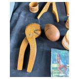 Collection of Vintage Harmonicas, Carved Boxes, Pipes, Booklet, and Decorative Items