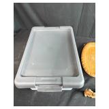 Vintage Doll, Swedish Dala Horse Linens, Wood Plate, Miniature Figures and Storage Bin Lot