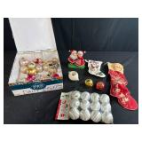 Vintage Christmas Decorations Collection with Ornaments and Stockings