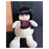 Holiday Decor Lot with Stuffed Snowman, Plush Dog, and Framed Cork Board