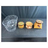 Set of 3 Vintage Handcrafted Birch Bark Trinket Boxes with Clear Plastic Tub