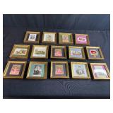 Collection of Framed Victorian Trade Cards and Die-Cut Prints