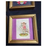 Collection of Framed Victorian Trade Cards and Die-Cut Prints