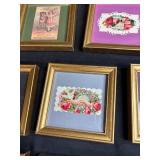 Collection of Framed Victorian Trade Cards and Die-Cut Prints