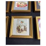 Collection of Framed Victorian Trade Cards and Die-Cut Prints