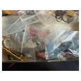 Beading and Crafting Supply Lot with Leather, Beads, Shells, and Accessories