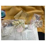 Beading and Crafting Supply Lot with Leather, Beads, Shells, and Accessories