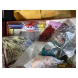 Beading and Crafting Supply Lot with Leather, Beads, Shells, and Accessories