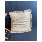 Wood Folding Stool with 2 Decorative Pillows and Witch Doll