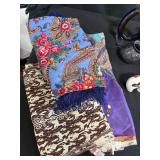 Collection of Southwestern Style Pottery, Art Glass Sculpture, and Fabric Textiles