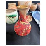 Collection of Southwestern Style Pottery, Art Glass Sculpture, and Fabric Textiles