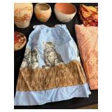 Collection of Southwestern Style Pottery, Art Glass Sculpture, and Fabric Textiles