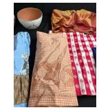 Collection of Southwestern Style Pottery, Art Glass Sculpture, and Fabric Textiles