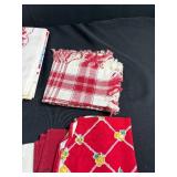 Collection of Vintage Printed and Embroidered Kitchen Towels with Storage Bin