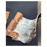 Large Bin of Mixed Leather Hides and Birch Bark Sheets