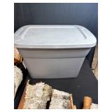 Large Bin of Mixed Leather Hides and Birch Bark Sheets