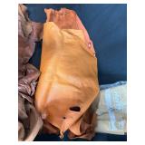 Large Bin of Mixed Leather Hides and Birch Bark Sheets