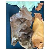 Large Bin of Mixed Leather Hides and Birch Bark Sheets