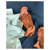 Large Bin of Mixed Leather Hides and Birch Bark Sheets