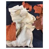 Large Bin of Mixed Leather Hides and Birch Bark Sheets