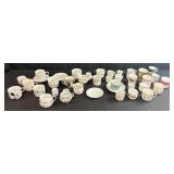 Collection of Antique and Vintage Porcelain Cups and Saucers with Handpainted Details